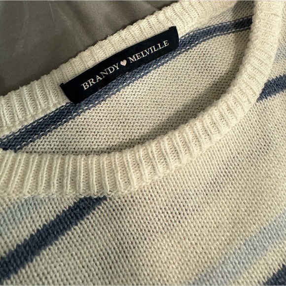 brandy melville white and blue striped sweater - Picture 2 of 3